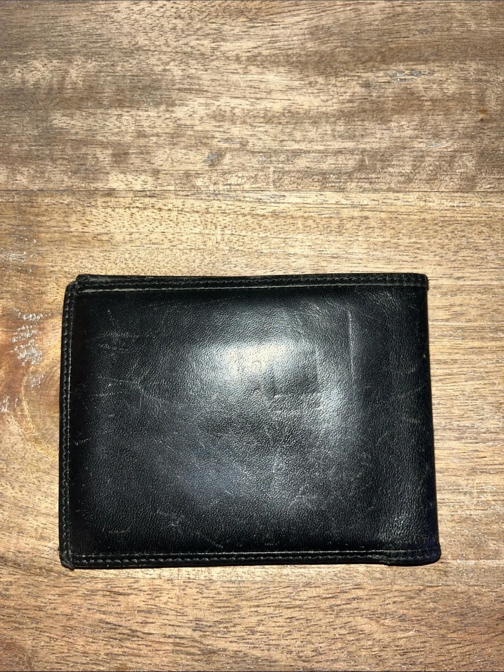 Burberry Black Leather Bifold Wallet with Grey Plaid Trim